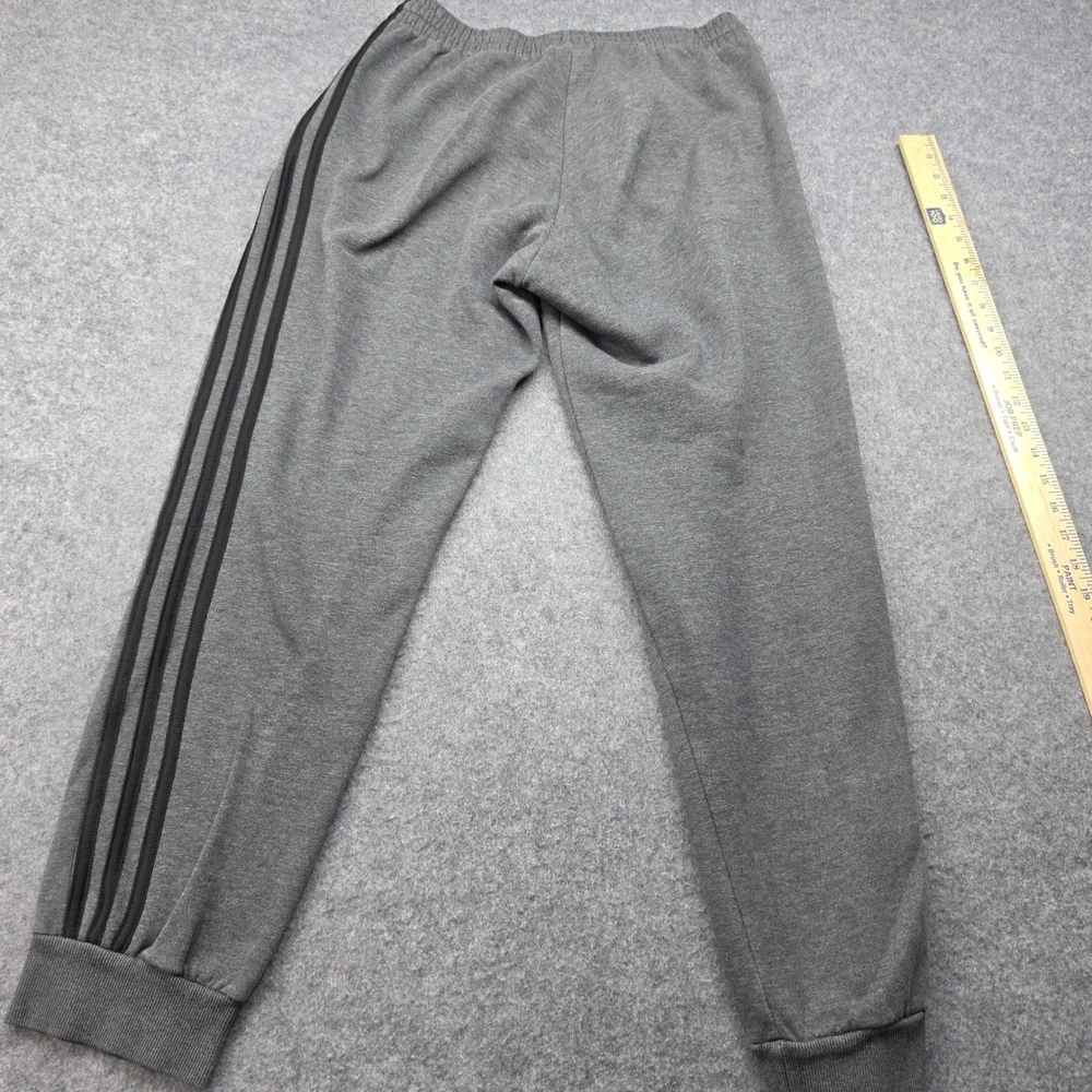Adidas Mens Essentials Fleece Joggers Grey 3-Stripe Sweatpants Size M